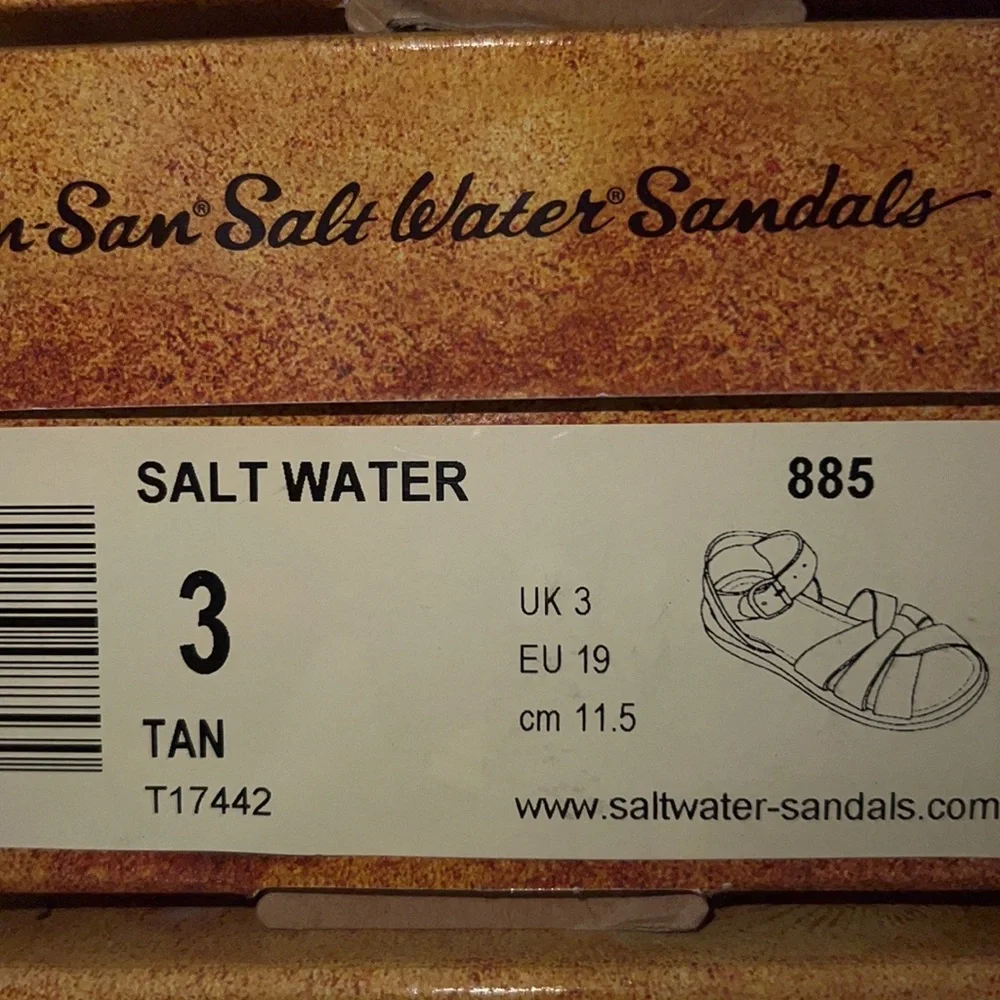 AUTH NIB Salt Water the Original Sandal Toddler Little Kids TAN